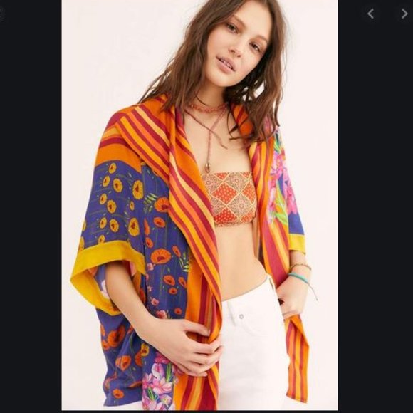 Free People Jackets & Blazers - Free People Beach Comber Print Cover Up Kimono
